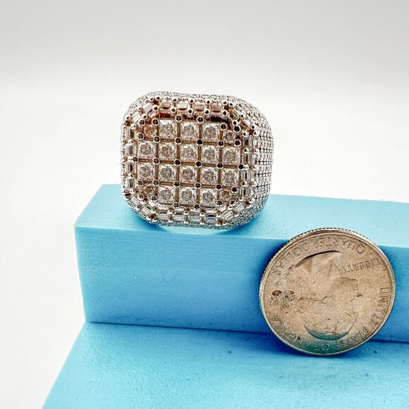 925 Sterling Sliver Moissanite 3cm Square Elevated Ring, 9.72ctw VVS Stones Hip - Picture 7 of 7